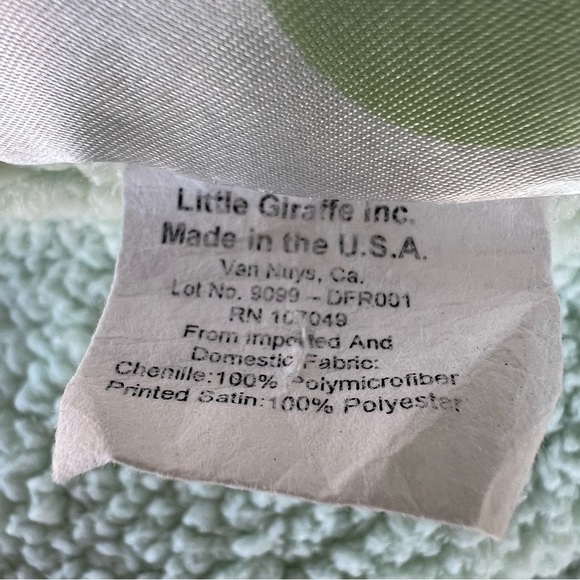Little Giraffe Mint Green Chenille Baby Blanket Polka Dot Satin Trim 31x37 GUC - Picture 10 of 12